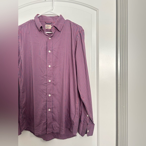 Faherty Men's Movement™ Shirt - Blue Rose Gingham Plaid size small preppy work - Picture 6 of 14